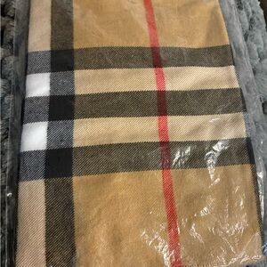 Clara Clark Plaid Scarf in Tan, Black, and White
